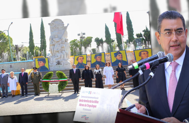 Sergio Salomón encabeza ceremonia conmemorativa por los 176 años del ataque al castillo de Chapultepec