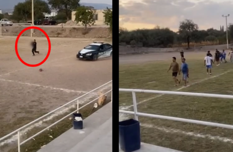 Se difunde un video del director de la Policía de Tepanco de López disparando al aire en un campo de fútbol