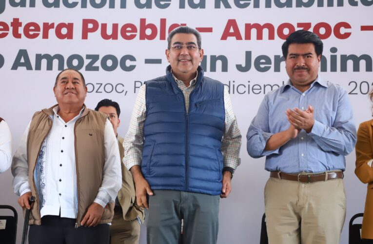 El gobernador Sergio Salomón inaugura la rehabilitación de la carretera Puebla-Amozoc-Perote